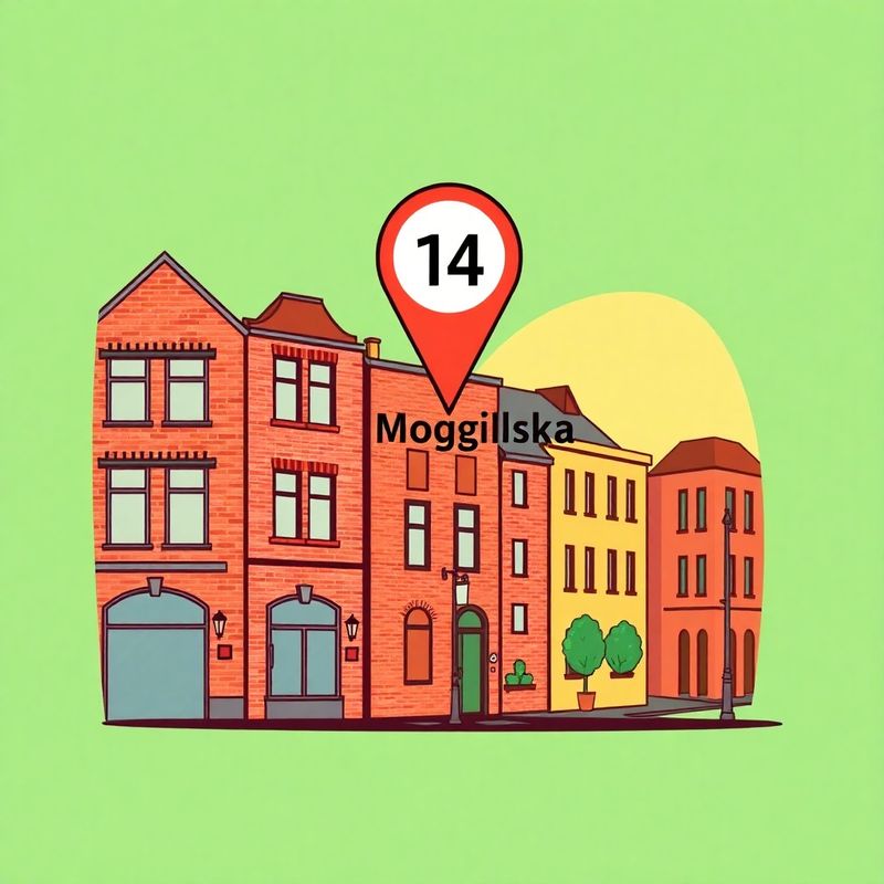 Ilustrowana mapa wskazująca ul. Mogilska 14 w Krakowie
