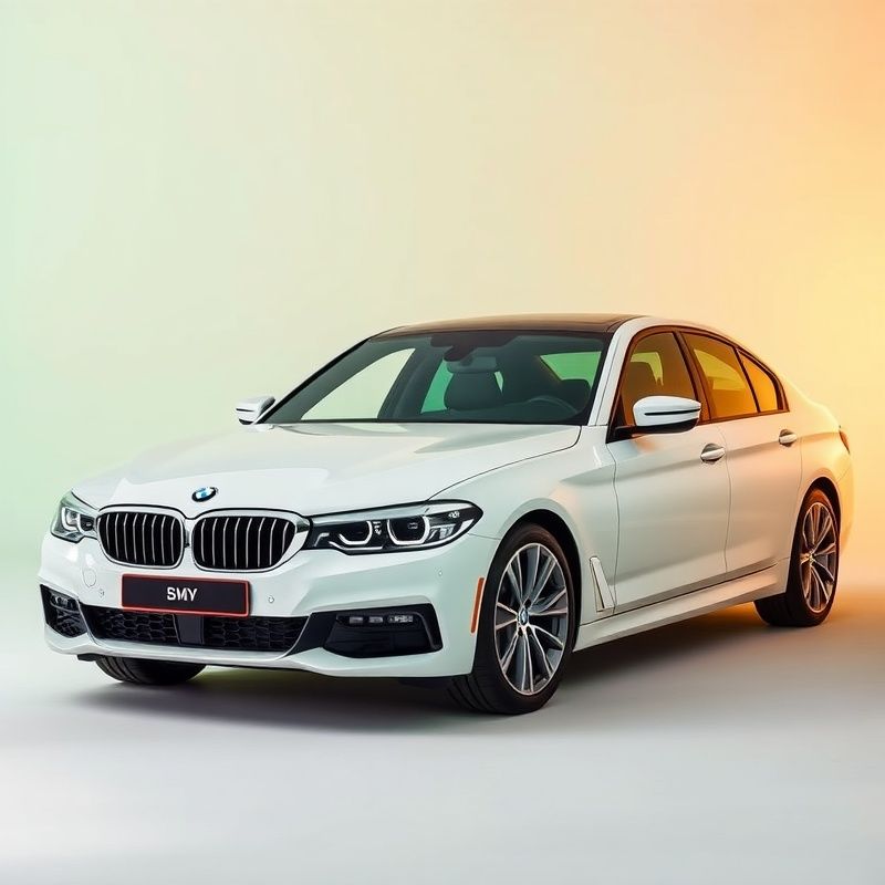 BMW Serii 5 w kolorze alpejskiej bieli w ujęciu studyjnym